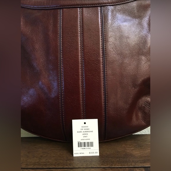 Cole Haan Zip Hobo Dark Aubergine Leather - Aerin B22055 - Picture 3 of 11